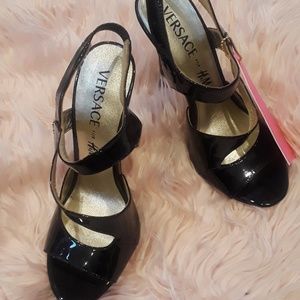 Versace black patent  pumps